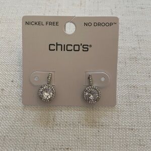 Chico's - Silverstone Bezel Set Cubic Zirconia Halo Earrings